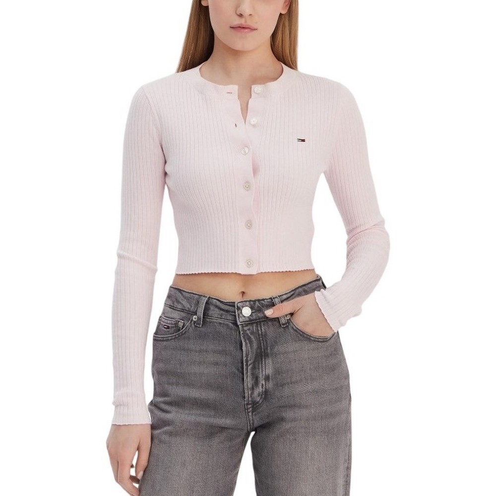 TOMMY JEANS  CROPPED RIB CARDIGAN ΖΑΚΕΤΑ ΓΥΝΑΙΚΕΙΑ PINK