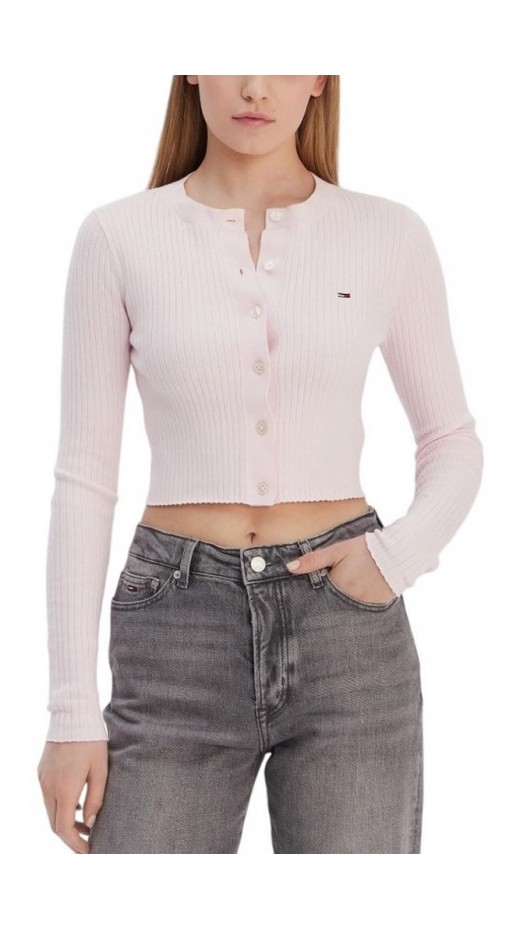 TOMMY JEANS  CROPPED RIB CARDIGAN ΖΑΚΕΤΑ ΓΥΝΑΙΚΕΙΑ PINK
