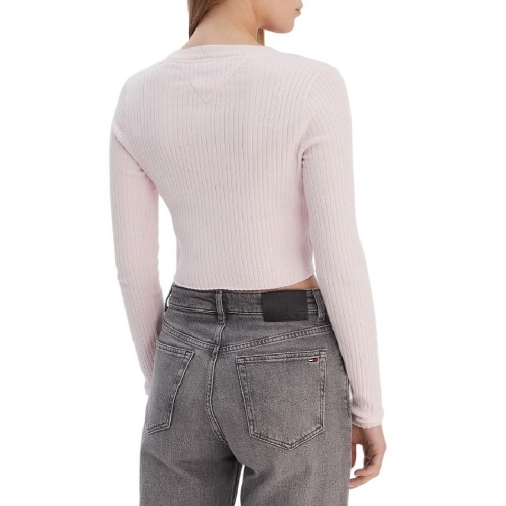 TOMMY JEANS  CROPPED RIB CARDIGAN ΖΑΚΕΤΑ ΓΥΝΑΙΚΕΙΑ PINK