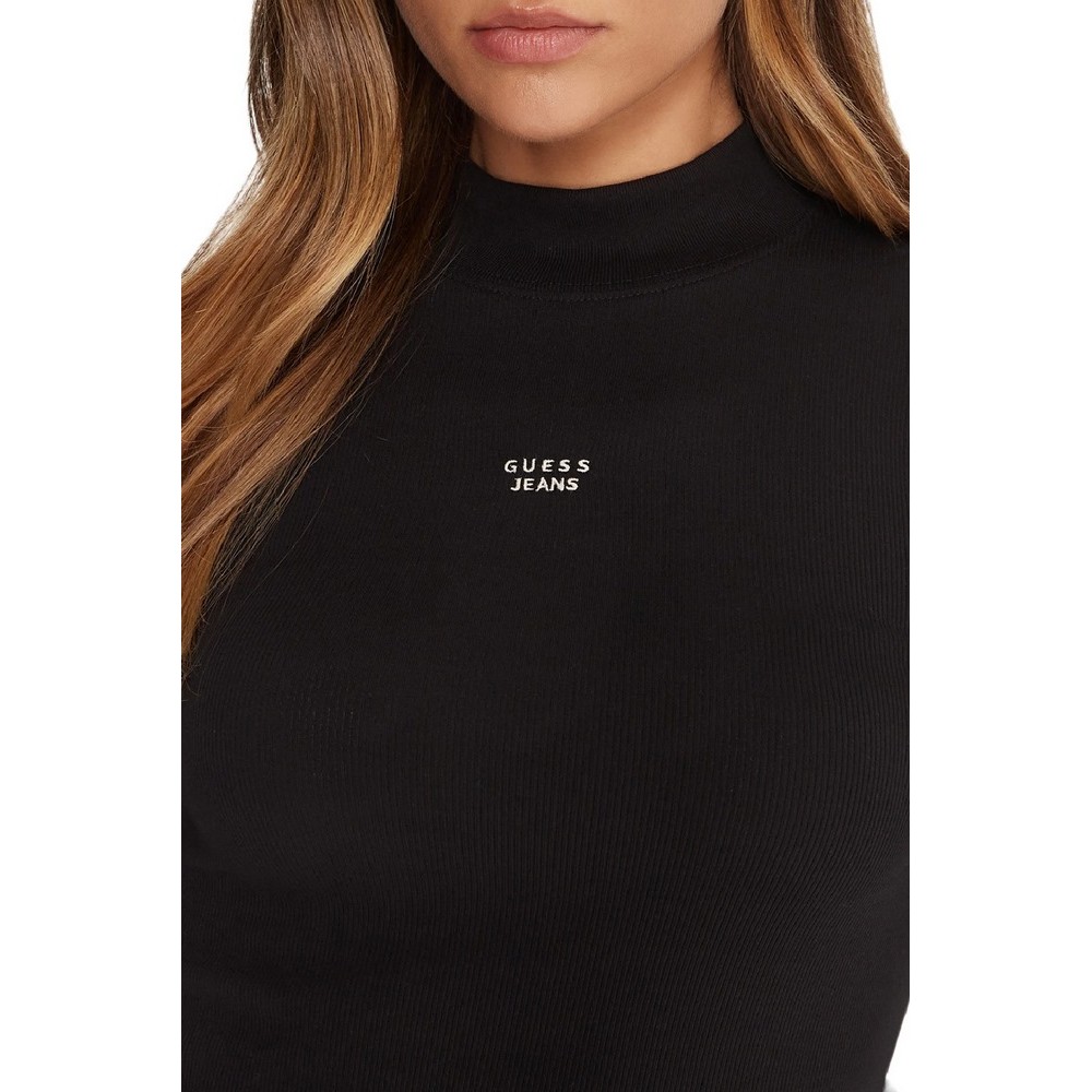 GUESS JEANS LS MOCK NECK EMBRO SLIM TOP ΜΠΛΟΥΖΑ ΓΥΝΑΙΚΕΙΑ BLACK