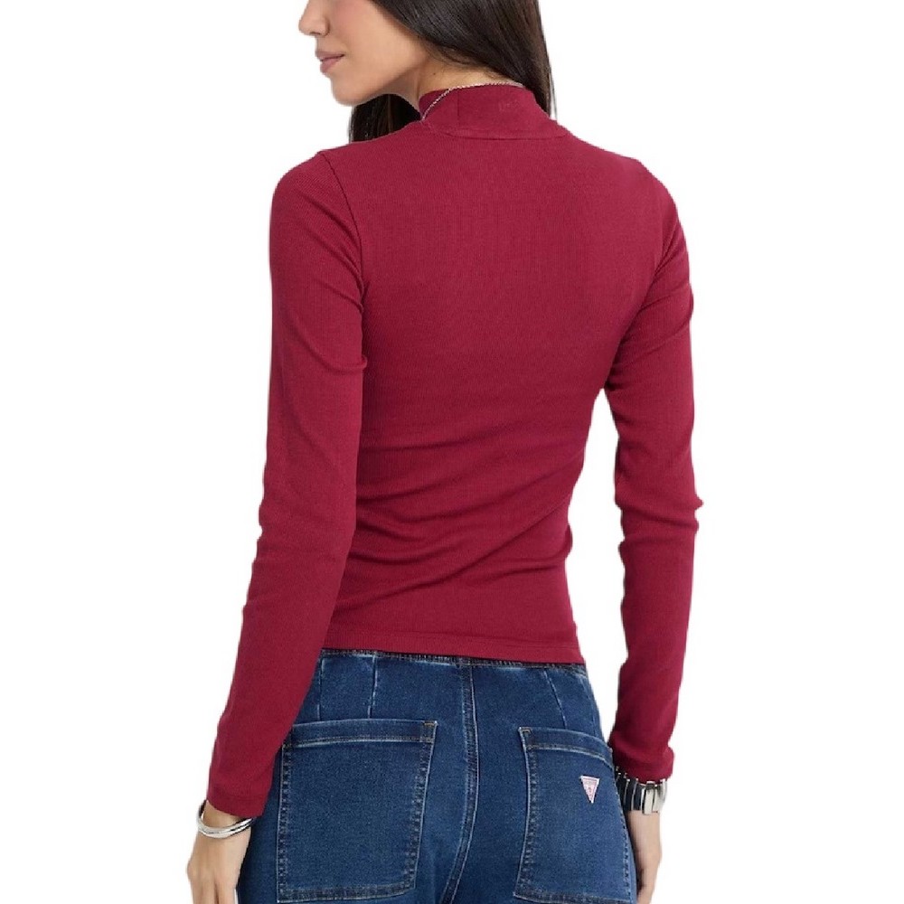 GUESS JEANS LS MOCK NECK EMBRO SLIM TOP ΜΠΛΟΥΖΑ ΓΥΝΑΙΚΕΙΑ RED