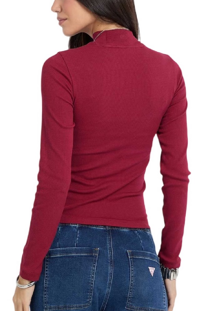 GUESS JEANS LS MOCK NECK EMBRO SLIM TOP ΜΠΛΟΥΖΑ ΓΥΝΑΙΚΕΙΑ RED