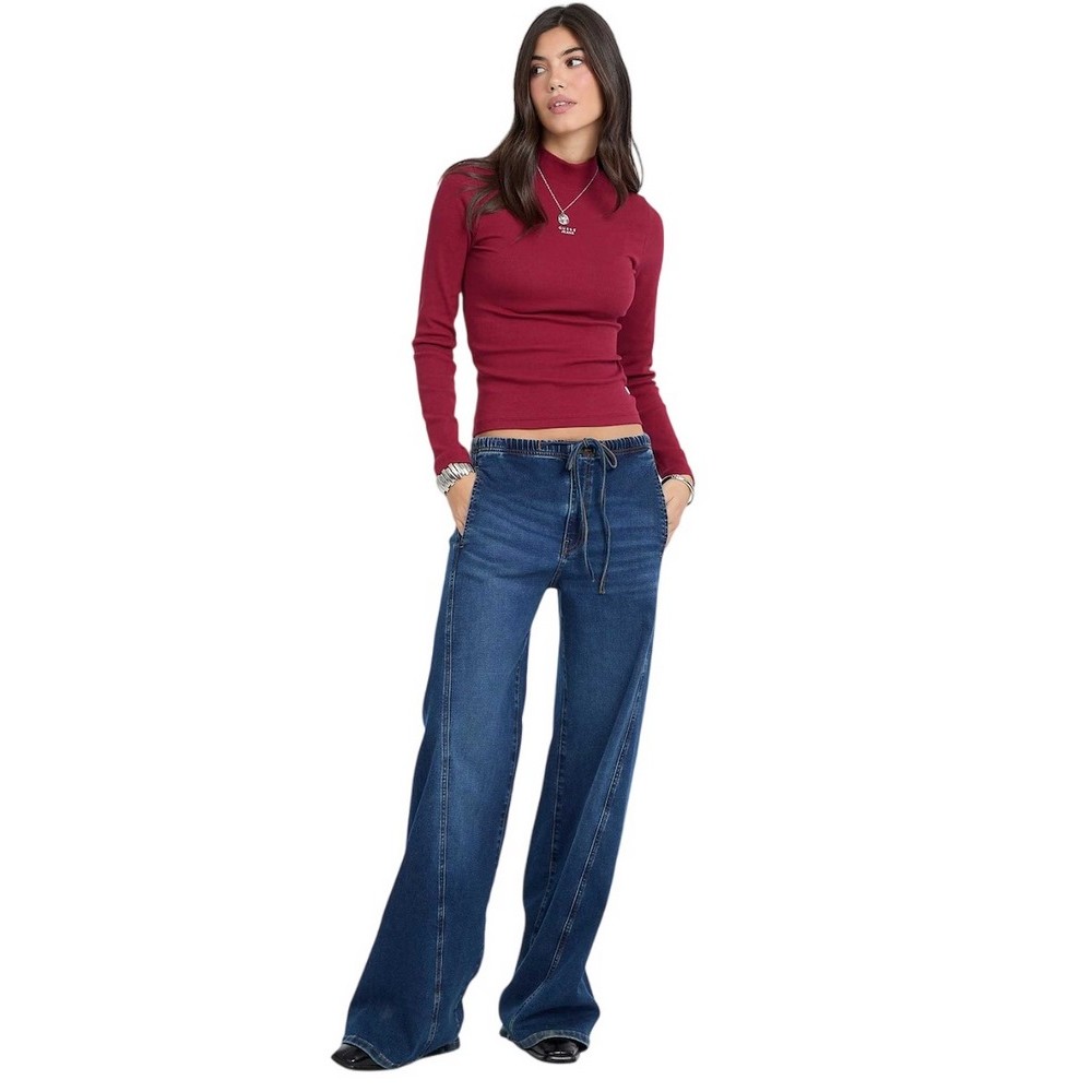 GUESS JEANS LS MOCK NECK EMBRO SLIM TOP ΜΠΛΟΥΖΑ ΓΥΝΑΙΚΕΙΑ RED