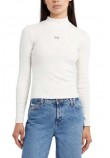GUESS JEANS LS MOCK NECK EMBRO SLIM TOP ΜΠΛΟΥΖΑ ΓΥΝΑΙΚΕΙΑ OFF WHITE