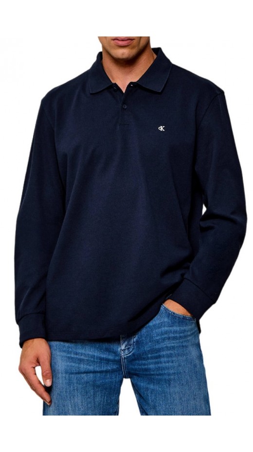 CALVIN KLEIN JEANS CASUAL PIQUE EASY POLO T-SHIRT ΜΠΛΟΥΖΑ ΜΑΚΡΥΜΑΝΙΚΗ ΑΝΔΡΙΚΗ NAVY