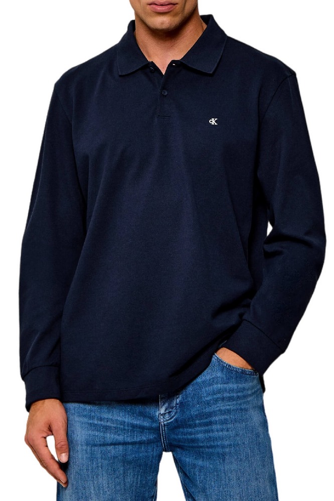 CALVIN KLEIN JEANS CASUAL PIQUE EASY POLO T-SHIRT ΜΠΛΟΥΖΑ ΜΑΚΡΥΜΑΝΙΚΗ ΑΝΔΡΙΚΗ NAVY