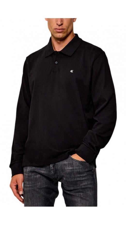 CALVIN KLEIN JEANS CASUAL PIQUE EASY POLO T-SHIRT ΜΠΛΟΥΖΑ ΜΑΚΡΥΜΑΝΙΚΗ ΑΝΔΡΙΚΗ BLACK