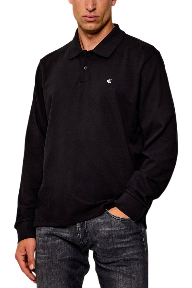 CALVIN KLEIN JEANS CASUAL PIQUE EASY POLO T-SHIRT ΜΠΛΟΥΖΑ ΜΑΚΡΥΜΑΝΙΚΗ ΑΝΔΡΙΚΗ BLACK