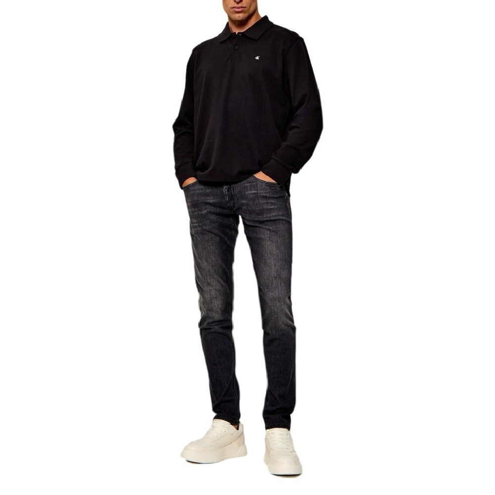 CALVIN KLEIN JEANS CASUAL PIQUE EASY POLO T-SHIRT ΜΠΛΟΥΖΑ ΜΑΚΡΥΜΑΝΙΚΗ ΑΝΔΡΙΚΗ BLACK