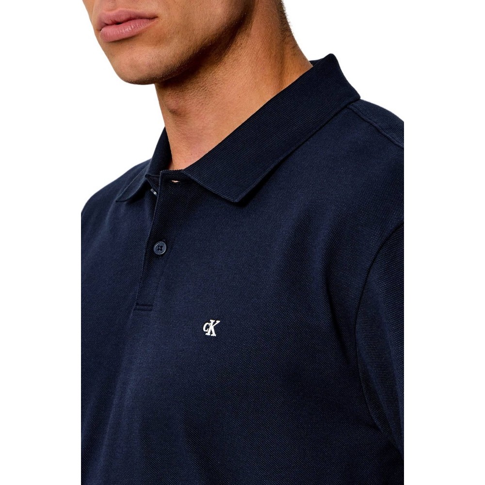 CALVIN KLEIN JEANS CASUAL PIQUE EASY POLO T-SHIRT ΜΠΛΟΥΖΑ ΜΑΚΡΥΜΑΝΙΚΗ ΑΝΔΡΙΚΗ NAVY
