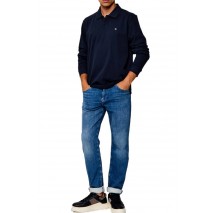 CALVIN KLEIN JEANS CASUAL PIQUE EASY POLO T-SHIRT ΜΠΛΟΥΖΑ ΜΑΚΡΥΜΑΝΙΚΗ ΑΝΔΡΙΚΗ NAVY