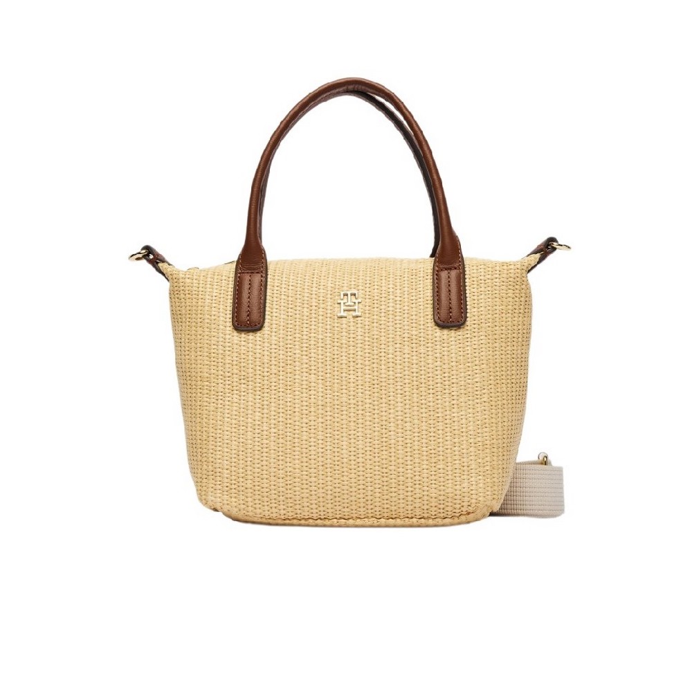 TOMMY HILFIGER POPETTE MINI TOTE RAFFIA ΤΣΑΝΤΑ ΓΥΝΑΙΚΕΙΑ BEIGE