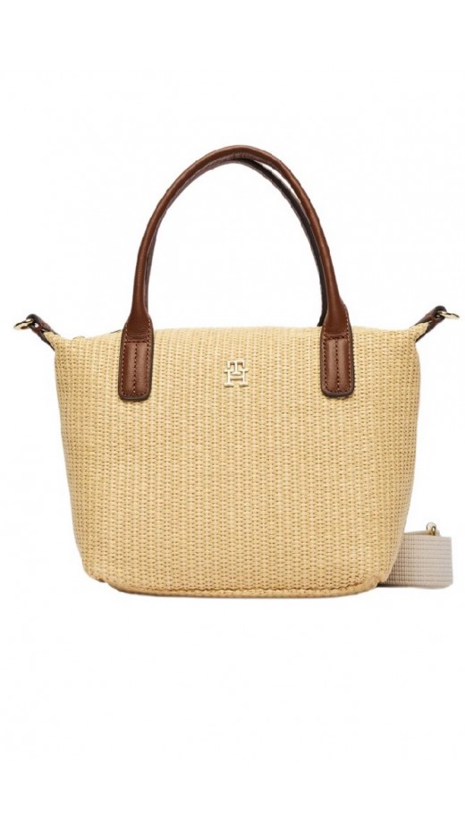 TOMMY HILFIGER POPETTE MINI TOTE RAFFIA ΤΣΑΝΤΑ ΓΥΝΑΙΚΕΙΑ BEIGE