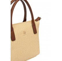 TOMMY HILFIGER POPETTE MINI TOTE RAFFIA ΤΣΑΝΤΑ ΓΥΝΑΙΚΕΙΑ BEIGE