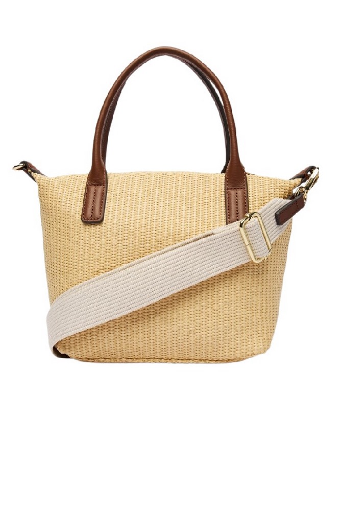 TOMMY HILFIGER POPETTE MINI TOTE RAFFIA ΤΣΑΝΤΑ ΓΥΝΑΙΚΕΙΑ BEIGE