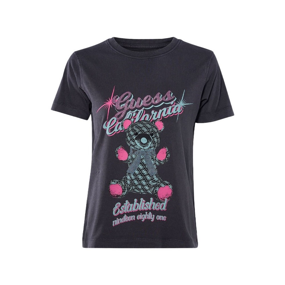 GUESS BEAR TEE T-SHIRT  ΜΠΛΟΥΖΑ ΓΥΝΑΙΚΕΙΑ WASHED BLACK