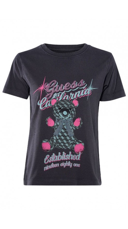 GUESS BEAR TEE T-SHIRT  ΜΠΛΟΥΖΑ ΓΥΝΑΙΚΕΙΑ WASHED BLACK