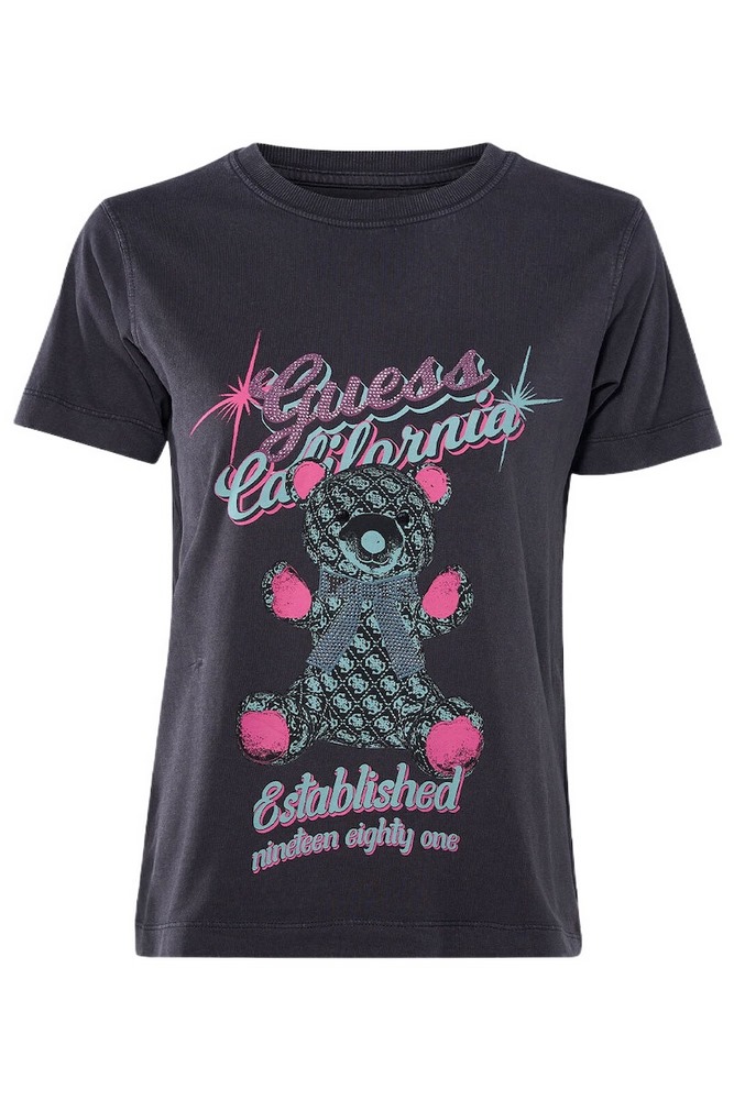 GUESS BEAR TEE T-SHIRT  ΜΠΛΟΥΖΑ ΓΥΝΑΙΚΕΙΑ WASHED BLACK