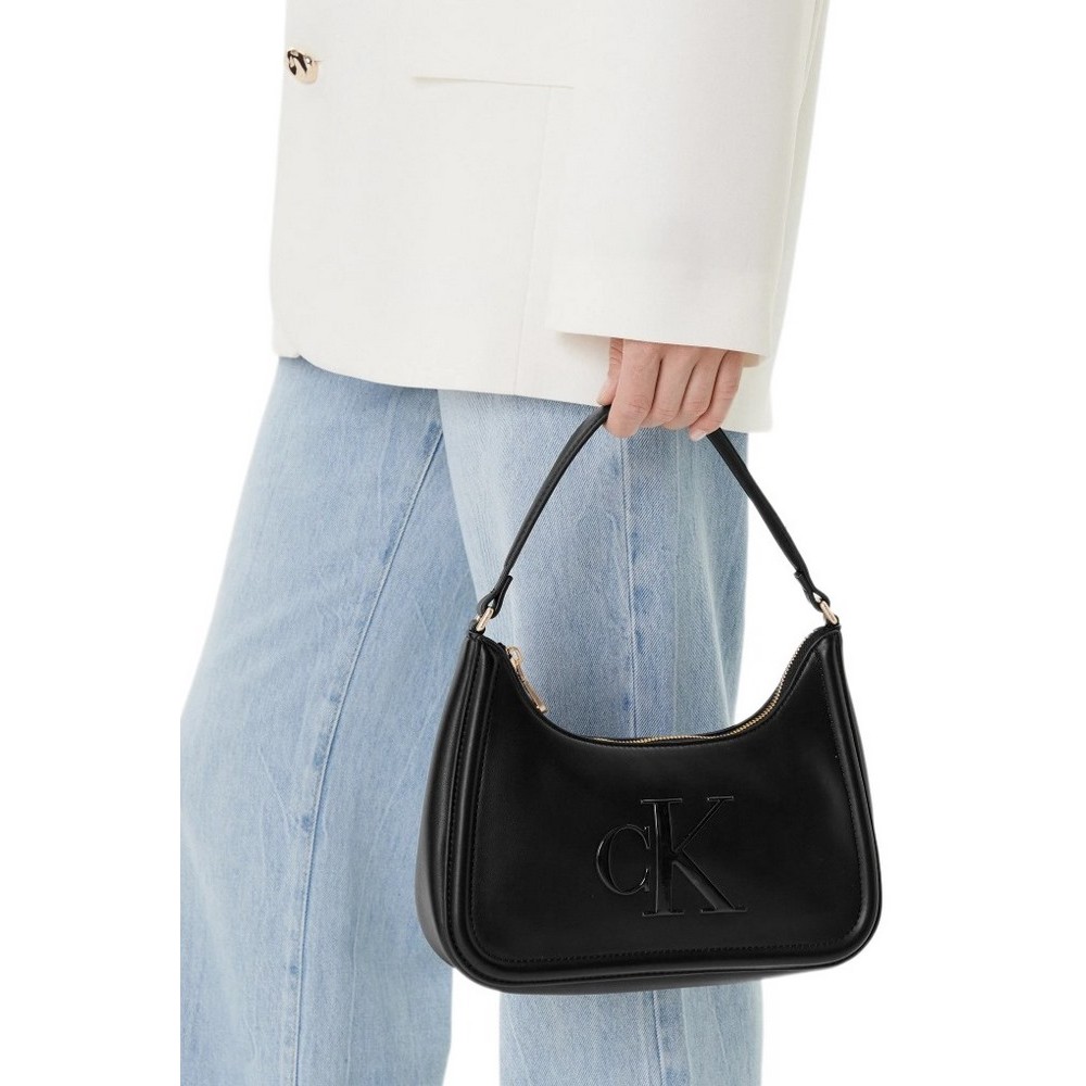 CALVIN KLEIN RAISED CK SMALL SHOULDER BAG ΤΣΑΝΤΑ ΓΥΝΑΙΚΕΙΑ BLACK