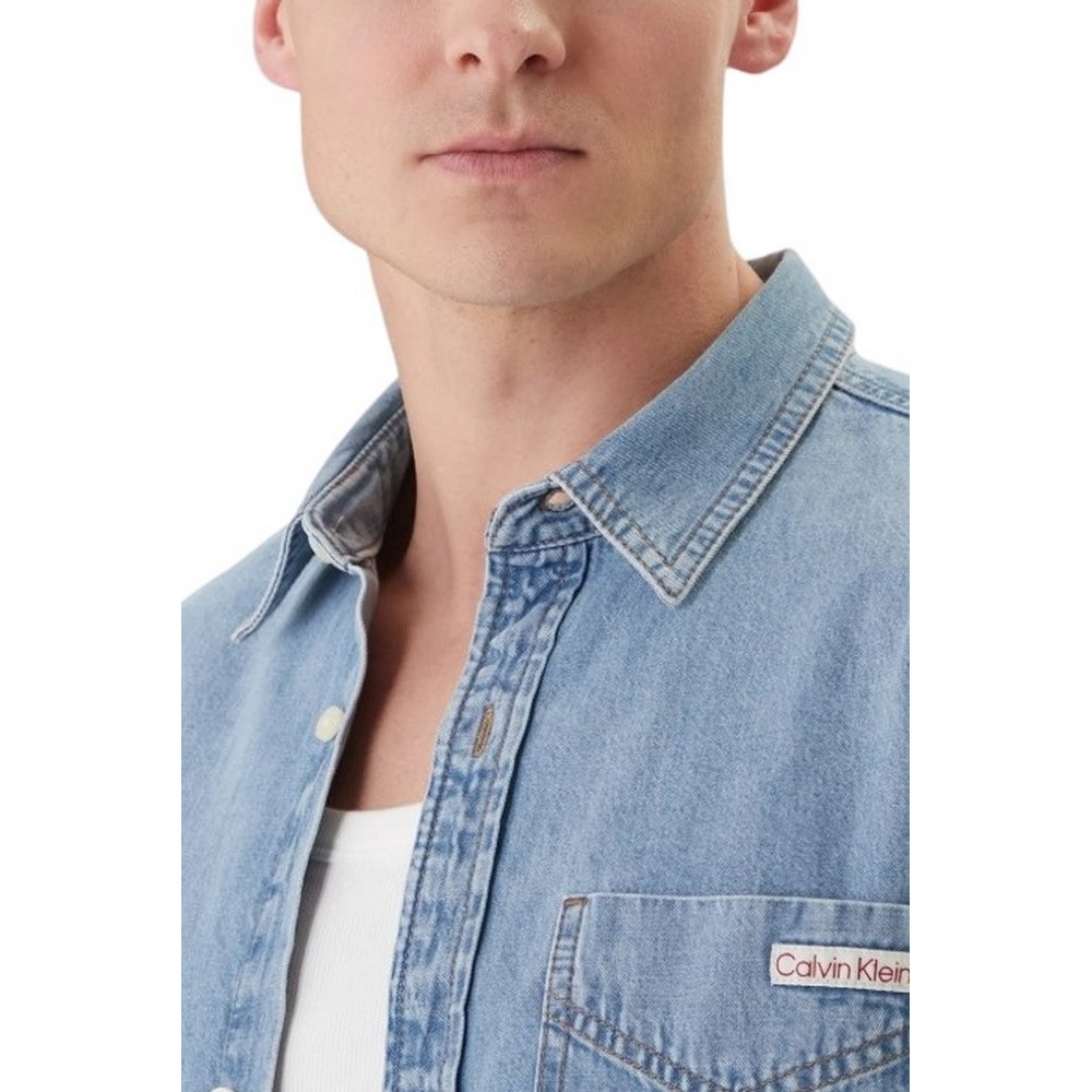 CALVIN KLEIN JEANS ESSENTIAL CLASSIC 205 LT ΠΟΥΚΑΜΙΣΟ ΑΝΔΡΙΚΟ DENIM LIGHT