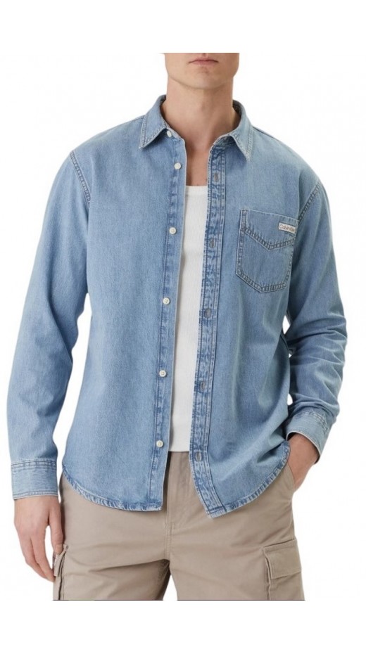 CALVIN KLEIN JEANS ESSENTIAL CLASSIC 205 LT ΠΟΥΚΑΜΙΣΟ ΑΝΔΡΙΚΟ DENIM LIGHT