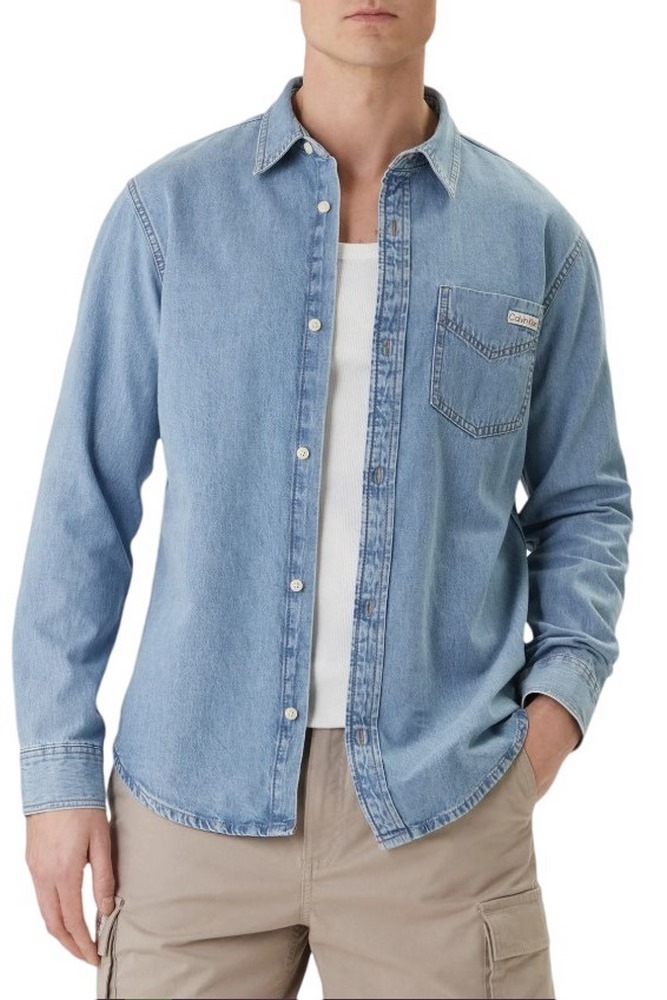 CALVIN KLEIN JEANS ESSENTIAL CLASSIC 205 LT ΠΟΥΚΑΜΙΣΟ ΑΝΔΡΙΚΟ DENIM LIGHT