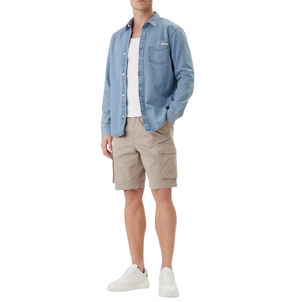 CALVIN KLEIN JEANS ESSENTIAL CLASSIC 205 LT ΠΟΥΚΑΜΙΣΟ ΑΝΔΡΙΚΟ DENIM LIGHT