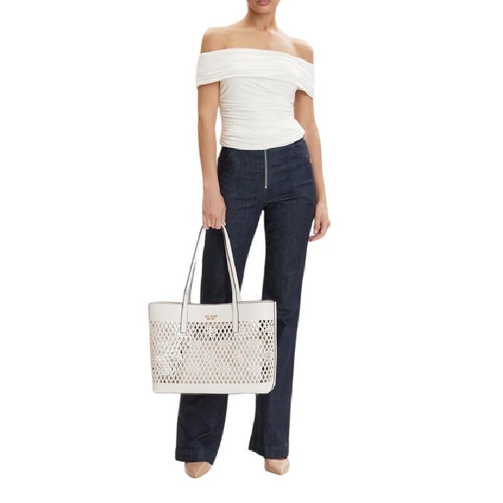 GUESS LETTY 2 IN 1 TOTE ΤΣΑΝΤΑ ΓΥΝΑΙΚΕΙΑ OFF WHITE