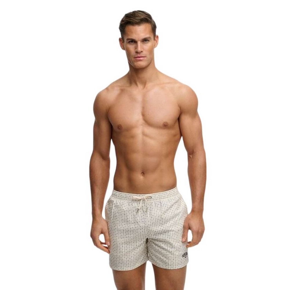 SUPERDRY D3 STUD PREMIUM PRINTED 15 SWIM SHORT ΜΑΓΙΟ ΑΝΔΡΙΚΟ WHITE/BLUE