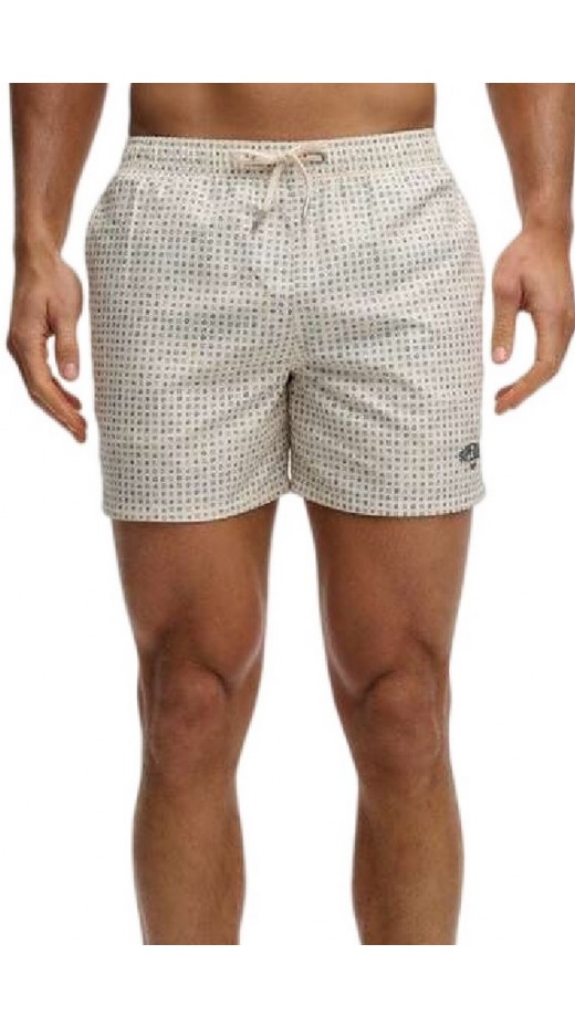 SUPERDRY D3 STUD PREMIUM PRINTED 15 SWIM SHORT ΜΑΓΙΟ ΑΝΔΡΙΚΟ WHITE/BLUE