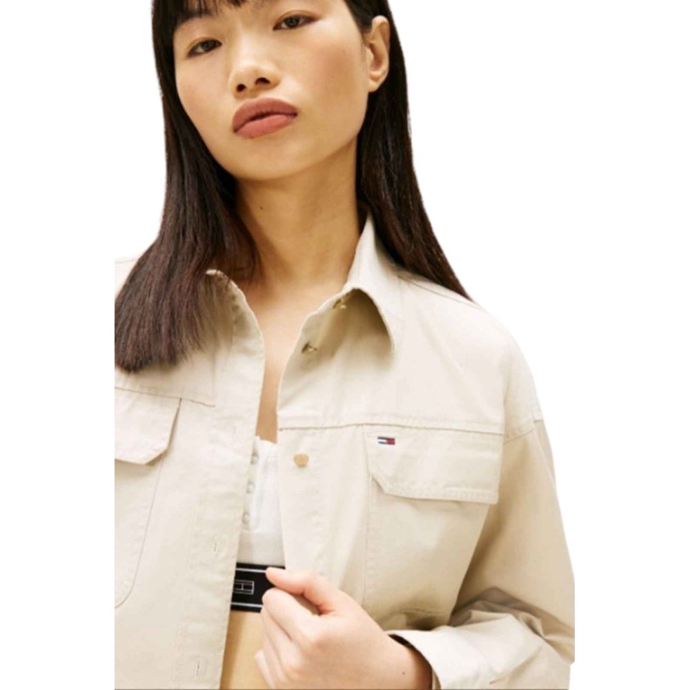 TOMMY JEANS CROPPED UTILITY SHIRT ΠΟΥΚΑΜΙΣΟ ΓΥΝΑΙΚΕΙΟ SAND