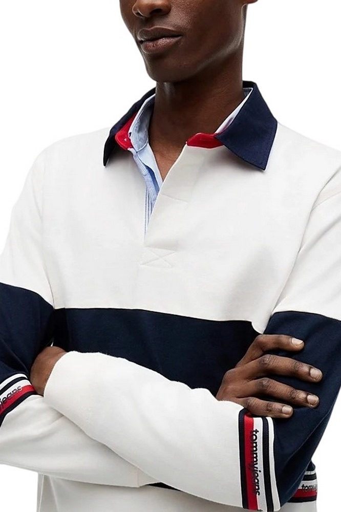 TOMMY JEANS RLX CBLOCK RUGBY ΜΠΛΟΥΖΑ ΑΝΔΡΙΚΗ WHITE