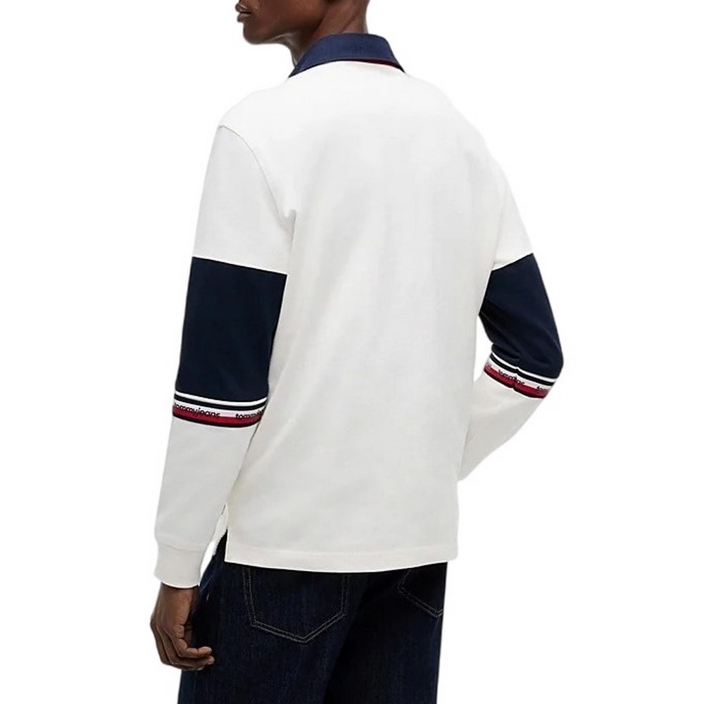 TOMMY JEANS RLX CBLOCK RUGBY ΜΠΛΟΥΖΑ ΑΝΔΡΙΚΗ WHITE