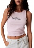CALVIN KLEIN JEANS CONTOUR 2X2 RIB GRAPHIC TANK ΤΟΠ ΓΥΝΑΙΚΕΙΟ PINK
