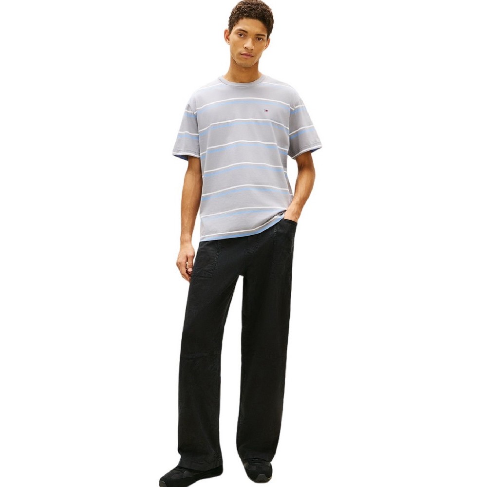 TOMMY JEANS RLX STRIPE SS T-SHIRT ΜΠΛΟΥΖΑ ΑΝΔΡΙΚΗ GREY