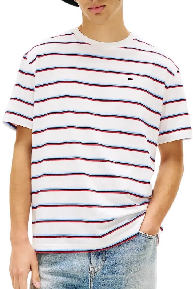 TOMMY JEANS RLX STRIPE SS T-SHIRT ΜΠΛΟΥΖΑ ΑΝΔΡΙΚΗ ECRU