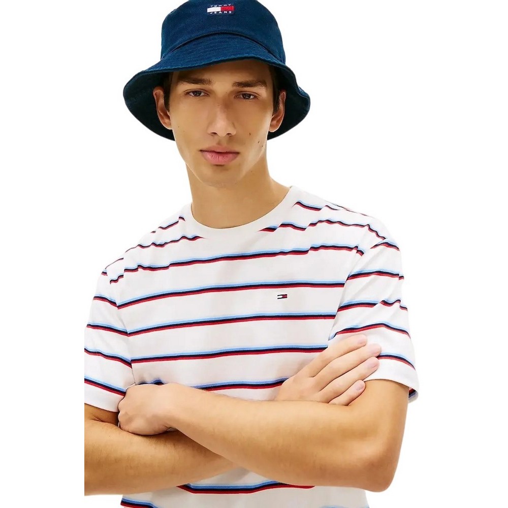 TOMMY JEANS RLX STRIPE SS T-SHIRT ΜΠΛΟΥΖΑ ΑΝΔΡΙΚΗ ECRU
