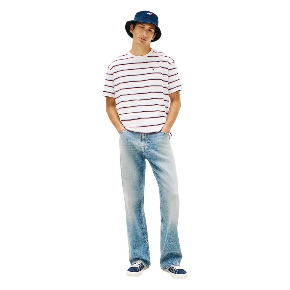 TOMMY JEANS RLX STRIPE SS T-SHIRT ΜΠΛΟΥΖΑ ΑΝΔΡΙΚΗ ECRU