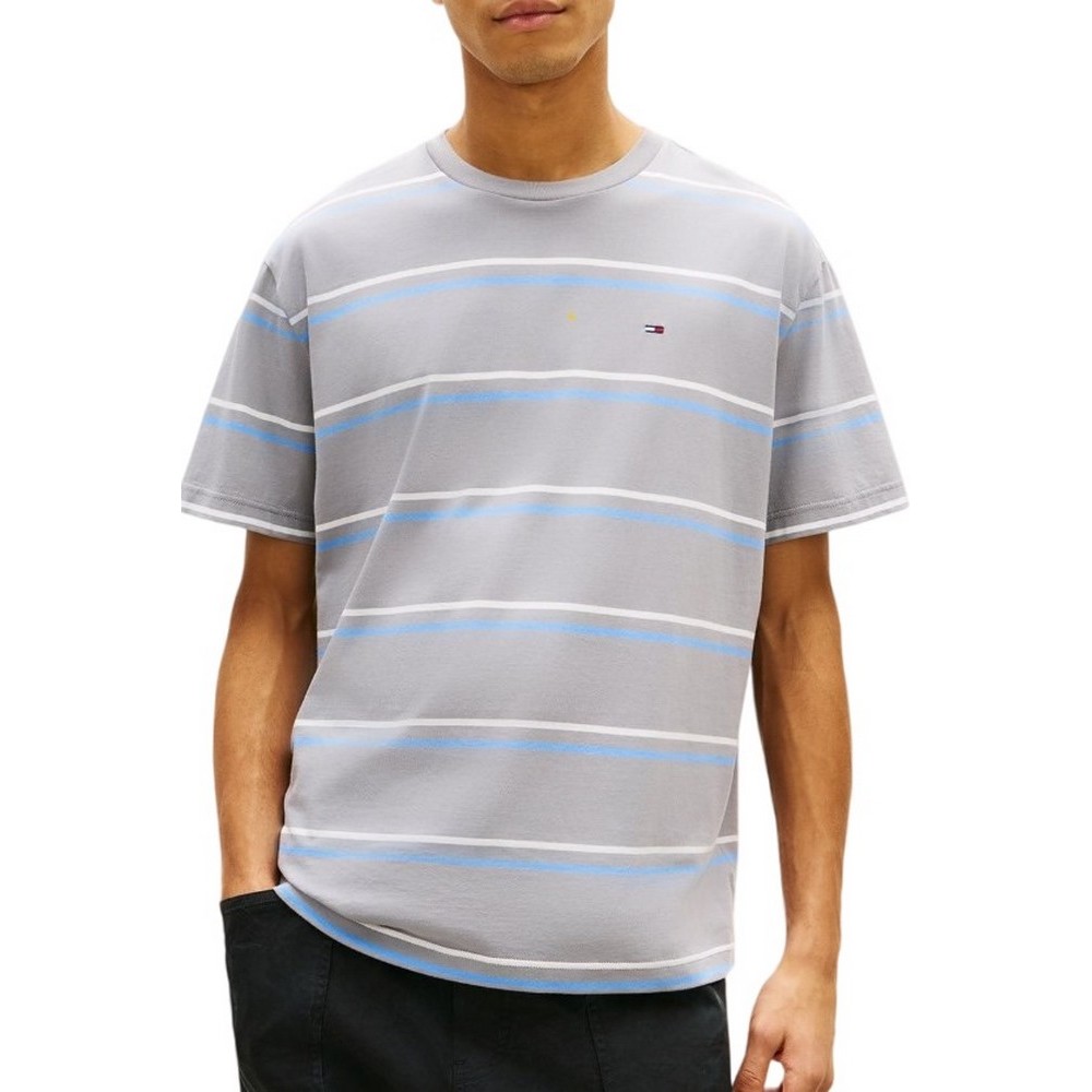 TOMMY JEANS RLX STRIPE SS T-SHIRT ΜΠΛΟΥΖΑ ΑΝΔΡΙΚΗ GREY