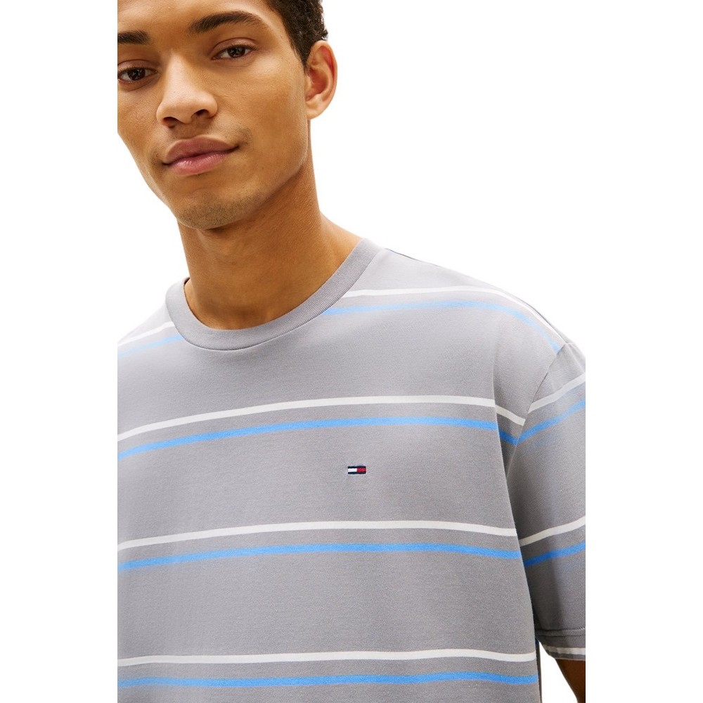 TOMMY JEANS RLX STRIPE SS T-SHIRT ΜΠΛΟΥΖΑ ΑΝΔΡΙΚΗ GREY