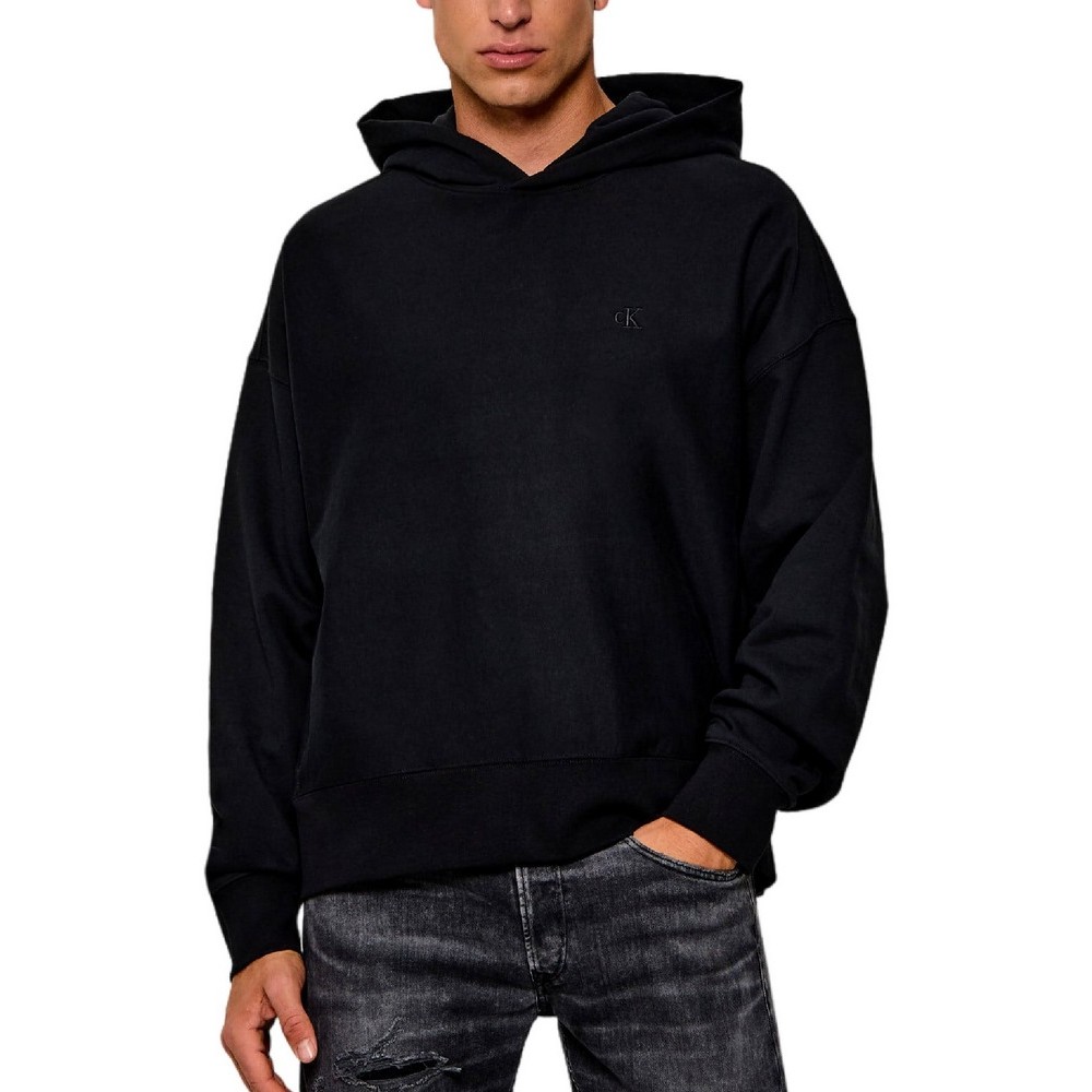 CALVIN KLEIN JEANS PREMIUM TERRY BACK MONOGRAM HOODIE ΦΟΥΤΕΡ ΜΠΛΟΥΖΑ ΑΝΔΡΙΚΗ BLACK