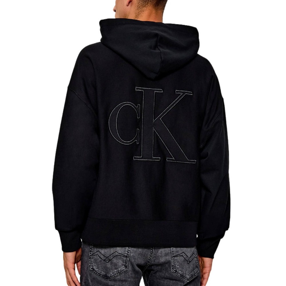 CALVIN KLEIN JEANS PREMIUM TERRY BACK MONOGRAM HOODIE ΦΟΥΤΕΡ ΜΠΛΟΥΖΑ ΑΝΔΡΙΚΗ BLACK