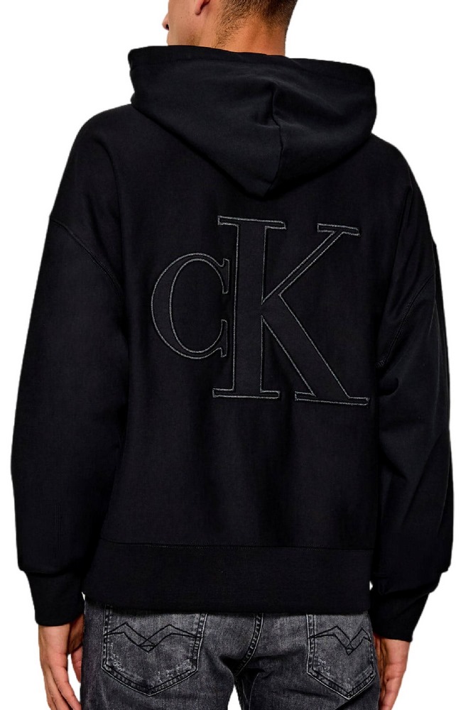 CALVIN KLEIN JEANS PREMIUM TERRY BACK MONOGRAM HOODIE ΦΟΥΤΕΡ ΜΠΛΟΥΖΑ ΑΝΔΡΙΚΗ BLACK