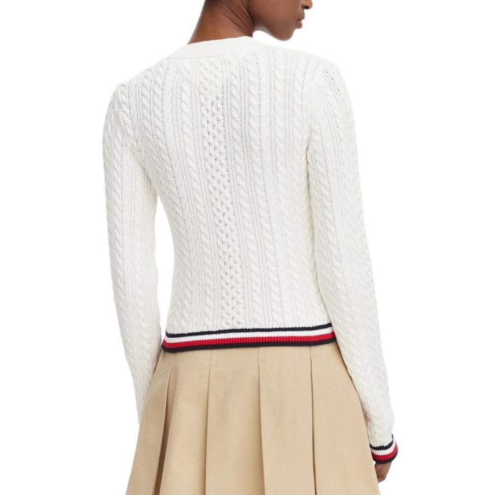 TOMMY JEANS RWB TIPPING SWEATER ΠΛΕΚΤΗ ΜΠΛΟΥΖΑ ΓΥΝΑΙΚΕΙΑ OFF WHITE