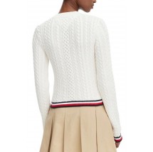 TOMMY JEANS RWB TIPPING SWEATER ΠΛΕΚΤΗ ΜΠΛΟΥΖΑ ΓΥΝΑΙΚΕΙΑ OFF WHITE