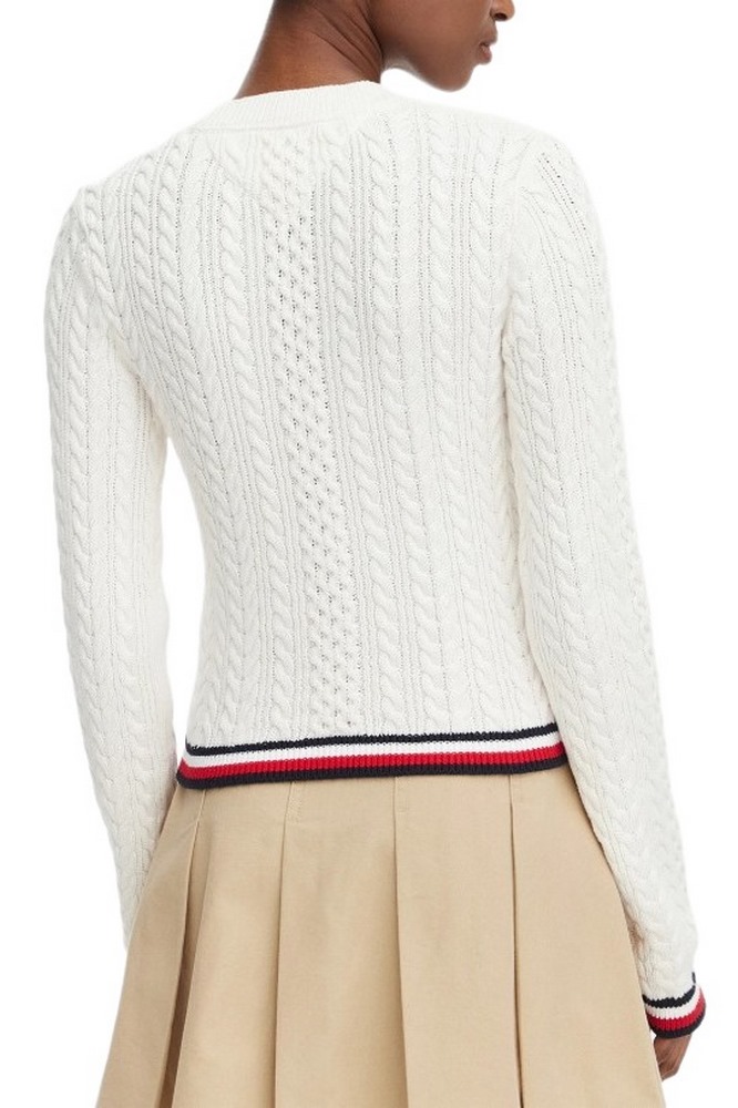 TOMMY JEANS RWB TIPPING SWEATER ΠΛΕΚΤΗ ΜΠΛΟΥΖΑ ΓΥΝΑΙΚΕΙΑ OFF WHITE