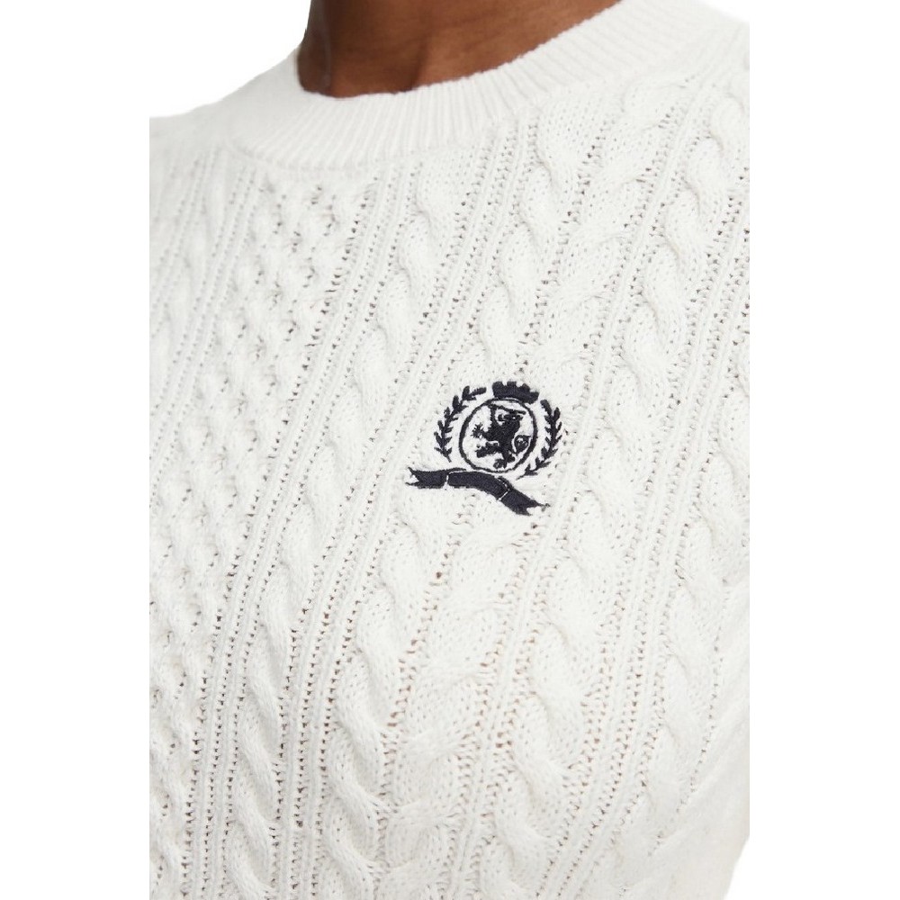 TOMMY JEANS RWB TIPPING SWEATER ΠΛΕΚΤΗ ΜΠΛΟΥΖΑ ΓΥΝΑΙΚΕΙΑ OFF WHITE