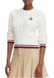 TOMMY JEANS RWB TIPPING SWEATER ΠΛΕΚΤΗ ΜΠΛΟΥΖΑ ΓΥΝΑΙΚΕΙΑ OFF WHITE