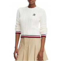 TOMMY JEANS RWB TIPPING SWEATER ΠΛΕΚΤΗ ΜΠΛΟΥΖΑ ΓΥΝΑΙΚΕΙΑ OFF WHITE