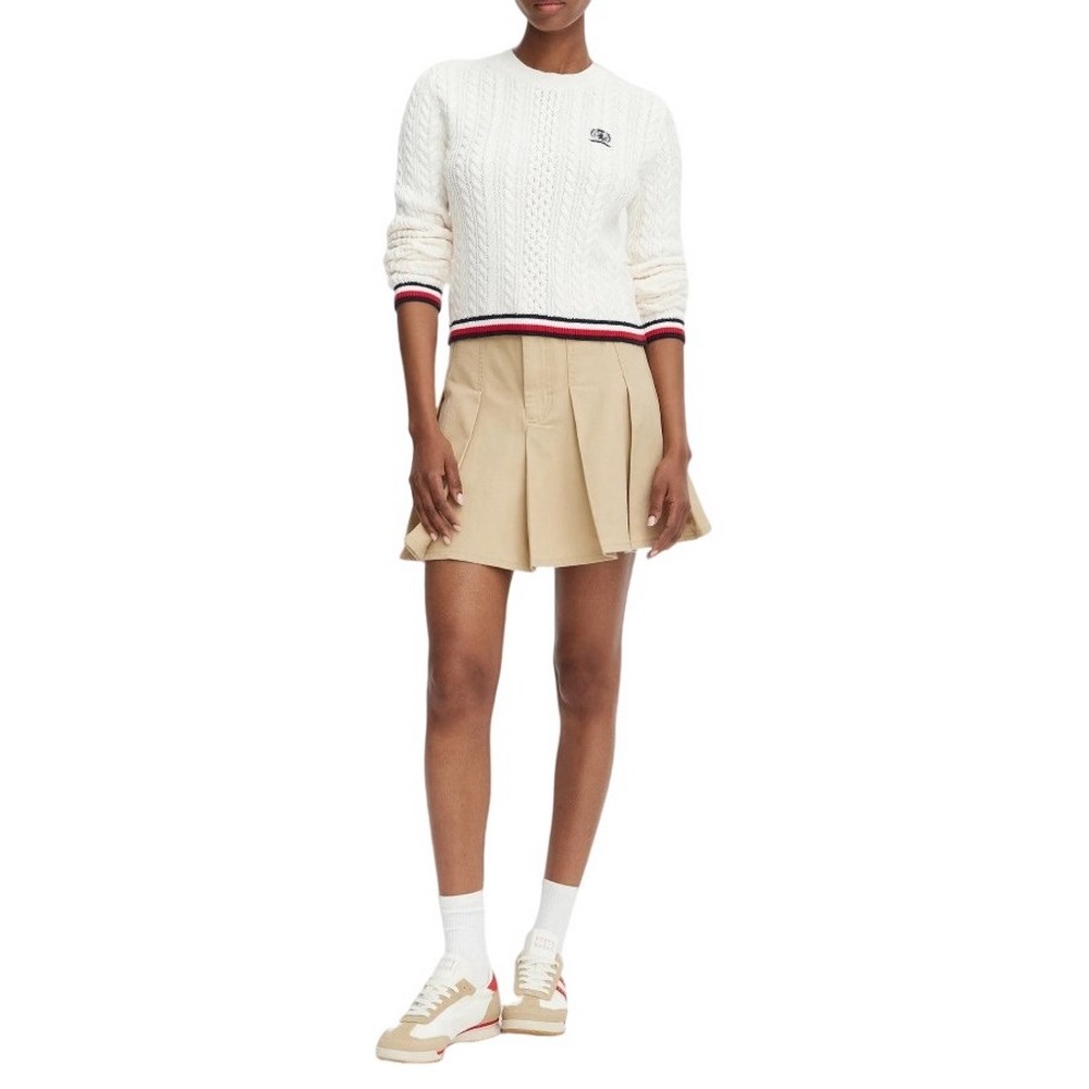 TOMMY JEANS RWB TIPPING SWEATER ΠΛΕΚΤΗ ΜΠΛΟΥΖΑ ΓΥΝΑΙΚΕΙΑ OFF WHITE